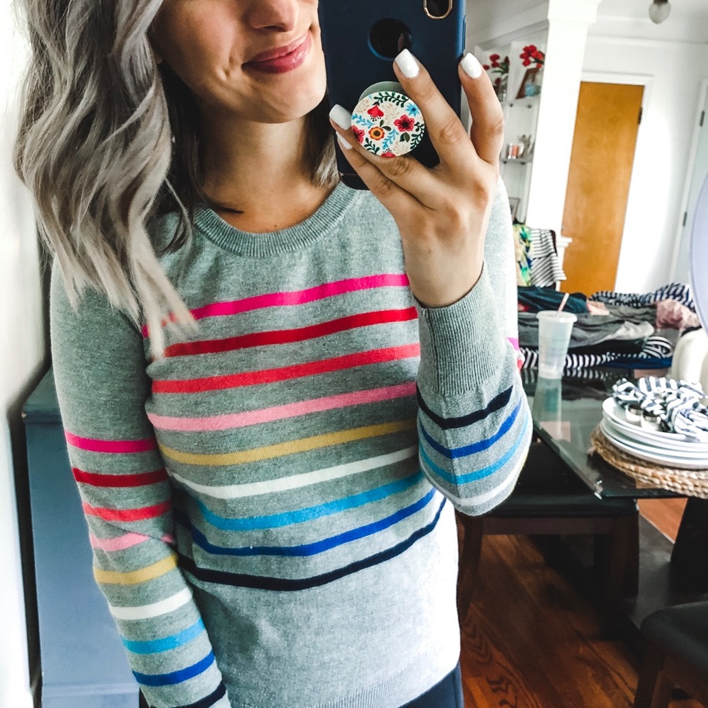 GAP Grey Multicolor Striped Sweater XS - Picture 8 of 8